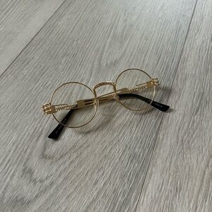 Clear Circle Glasses with Gold Trim